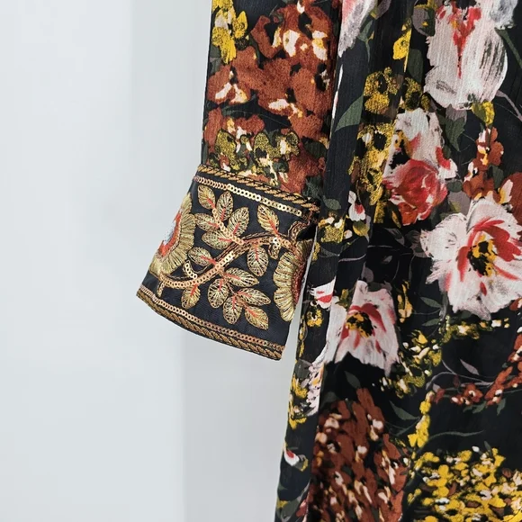 Aratta Silent Journey Savannah Floral wrap Hi Low Dress Womens Size Small New!
